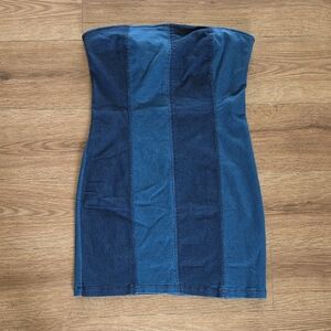 Derek Heart Strapless Two-Tone Blue Denim Bodycon Dress, *NWT*, Size Extra Large